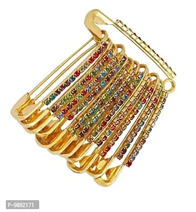 Stylish Colourful Safety Saree Pins For Plates Lehenga Dupatta Attaching Locking Pins For Women And Girls-thumb0
