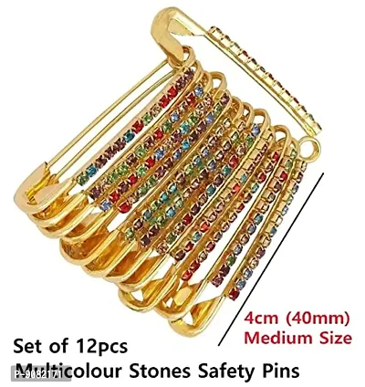 Stylish Colourful Safety Saree Pins For Plates Lehenga Dupatta Attaching Locking Pins For Women And Girls-thumb2