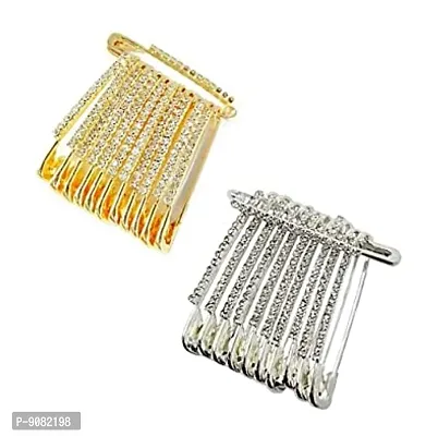 Stylish Combo Set Of Brooch Saree Pins For Girls Safety Sadi Pin Ladies Simple Daily Wear Sari Pins For Women Traditional-thumb0