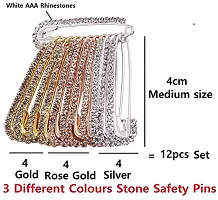Stylish Safety Dupatta And Dress Pins Brooch And Hijab Patli Lock Stone Saree Pin For Women-thumb1