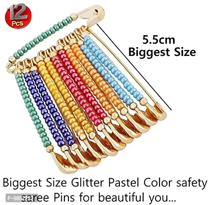 Stylish Fashionable Pastel Colour Large Saree Heavy Safety Pin Chunri Scarfs Dupatta Hijab Sari Pins For Women-thumb4
