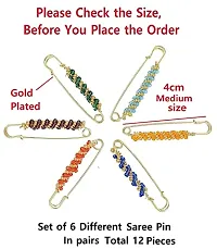 Stylish Beads Sadi Pin Ladies Fancy Combo Brooch Pins For Safety Saree Pin For Women Latest Design-thumb1