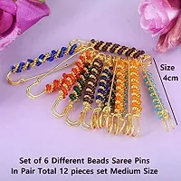 Stylish Beads Sadi Pin Ladies Fancy Combo Brooch Pins For Safety Saree Pin For Women Latest Design-thumb2