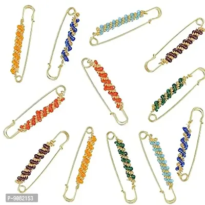 Stylish Beads Sadi Pin Ladies Fancy Combo Brooch Pins For Safety Saree Pin For Women Latest Design-thumb4