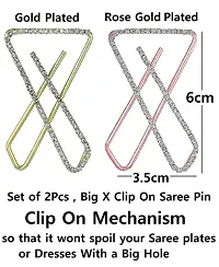 Stylish Designer Rose Gold Stone Safety Saree Pin Hijab Pin For Women And Girls Multipurpose Sadi Brooch Pin For Ladies Scarf Pins For Dressing-thumb1