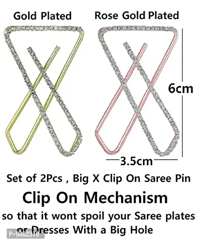 Stylish Designer Rose Gold Stone Safety Saree Pin Hijab Pin For Women And Girls Multipurpose Sadi Brooch Pin For Ladies Scarf Pins For Dressing-thumb2