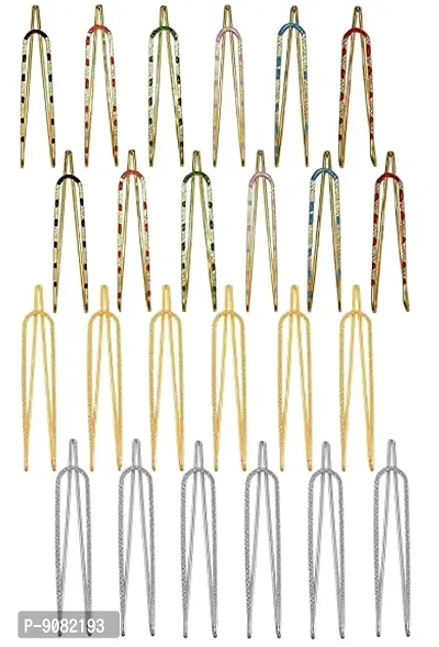Stylish Large Clip On Safety Saree Pins Combo Sets For Women Sadi Pin Ladies Fancy Brooch Pins For Girls-thumb0