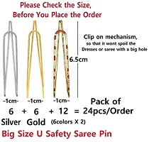 Stylish Large Clip On Safety Saree Pins Combo Sets For Women Sadi Pin Ladies Fancy Brooch Pins For Girls-thumb1