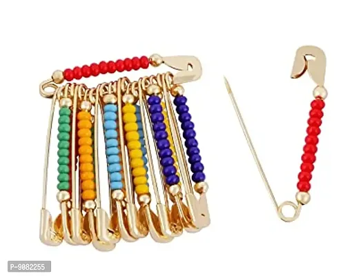 Stylish Beads Safety Saree Sadi Brooch Pin For Girls And Women-thumb0