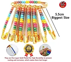 Stylish Mix Colourful Beads Large Safety Pin Saree Pleats Pallu Drapping Clips For Women-thumb1