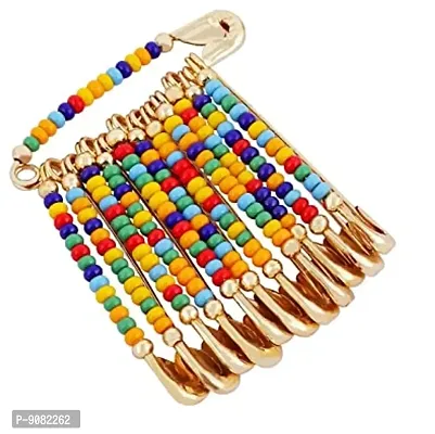 Stylish Saree Pin Mix Beads Safety Sadi Sari Pins For Ladies Dupatta Chunri Scarf Pins For Women Sarees-thumb0