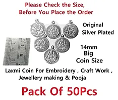 Stylish Real Gold Plated Laxmi Lakshmi Kasu Coin For Jewellery Making Embroidery Aari Work And Pooja - Silver Lakshmi Coin For Jewelry Making-thumb1
