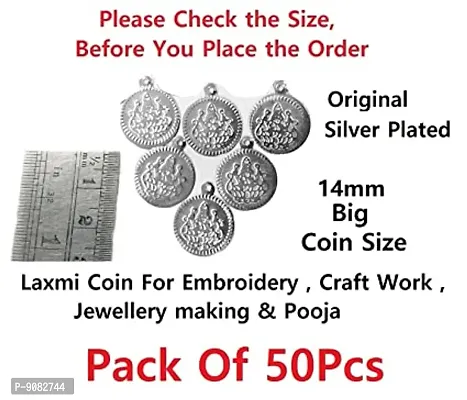 Stylish Real Gold Plated Laxmi Lakshmi Kasu Coin For Jewellery Making Embroidery Aari Work And Pooja - Silver Lakshmi Coin For Jewelry Making-thumb2