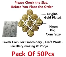 Stylish Real Gold Plated Laxmi Lakshmi Kasu Coin For Jewellery Making Embroidery Aari Work And Pooja - Lakshmi Coin For Blouse 50 Pieces-thumb1
