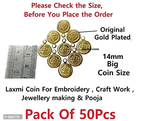 Stylish Real Gold Plated Laxmi Lakshmi Kasu Coin For Jewellery Making Embroidery Aari Work And Pooja - Lakshmi Coin For Blouse 50 Pieces-thumb2