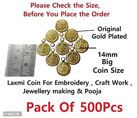 Stylish Real Gold Plated Laxmi Lakshmi Kasu Coin For Jewellery Making Embroidery Aari Work And Pooja - Kasu For Embroidery Work 500 Pieces-thumb2