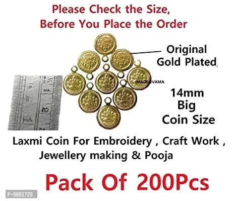 Stylish Real Gold Plated Laxmi Lakshmi Kasu Coin For Jewellery Making Embroidery Aari Work And Pooja - Kasu Coins For Aari Work 200 Pieces-thumb2
