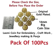 Stylish Real Gold Plated Laxmi Lakshmi Kasu Coin For Jewellery Making Embroidery Aari Work And Pooja- Laxmi Coin For Jewellery Making 100 Pieces-thumb1