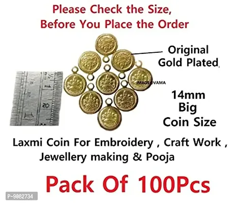 Stylish Real Gold Plated Laxmi Lakshmi Kasu Coin For Jewellery Making Embroidery Aari Work And Pooja- Laxmi Coin For Jewellery Making 100 Pieces-thumb2