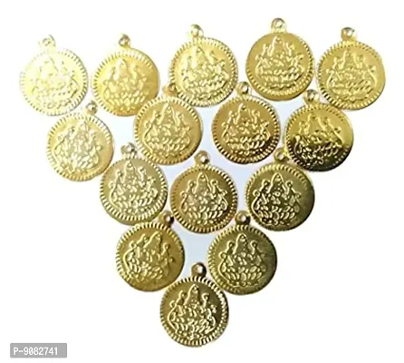 Vama Fashion Gold Plated Laxmi Lakshmi Kasu Coin For Jewellery Making Embroidery Aari Work And Pooja - Lakshmi Coin For Blouse 500 Pieces-thumb0