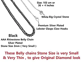 Stylish Silver Hip Chain In Silver Black Aranjanam Kamarband Waist Belly Chain Saree Belts For Women-thumb1