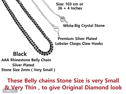 Stylish Silver Hip Chain In Silver Black Aranjanam Kamarband Waist Belly Chain Saree Belts For Women-thumb2