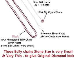 Stylish Silver Hip Belly Chain Vaddanam Kamarbandhani Silver Pink Belt For Half Saree Waist Belt For Women-thumb1