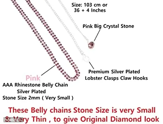 Stylish Silver Hip Belly Chain Vaddanam Kamarbandhani Silver Pink Belt For Half Saree Waist Belt For Women-thumb2