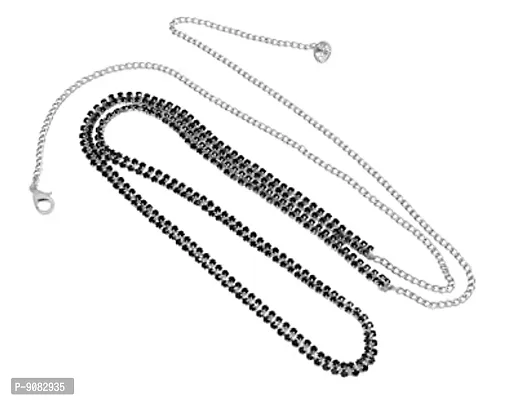Stylish Silver Black Aranjanam Kamarband Silver Hip Chain In Waist Belly Chain Saree Belts For Women-thumb0