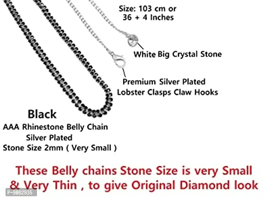 Stylish Silver Black Aranjanam Kamarband Silver Hip Chain In Waist Belly Chain Saree Belts For Women-thumb2