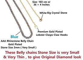 Stylish Golden Kamarpatta Saree Belt Kamar Belly Chain Waist Belt Studded With Blue Stone For Women-thumb1