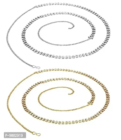 Stylish Platinum Polish Silver Chain Traditional Kamarpatta Jewellery For Women Latest