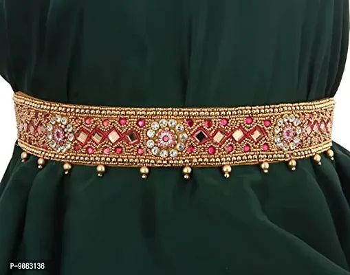 Stylish Pink Cloth Kamar Belt Zardosi Work Kamarpatta Kamarband Vaddanam For Girls Lehanga Choli And Dresses-thumb3