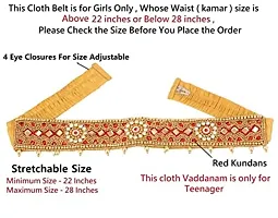 Stylish Red Kamar Chain Patta Bandhani Cloth Vadanalu Kamarband Kamarpatta Cloth Waist Belt Vaddanam For Girls-thumb1