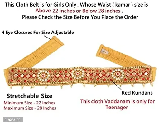 Stylish Red Kamar Chain Patta Bandhani Cloth Vadanalu Kamarband Kamarpatta Cloth Waist Belt Vaddanam For Girls-thumb2