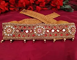 Stylish Red Kamar Chain Patta Bandhani Cloth Vadanalu Kamarband Kamarpatta Cloth Waist Belt Vaddanam For Girls-thumb3