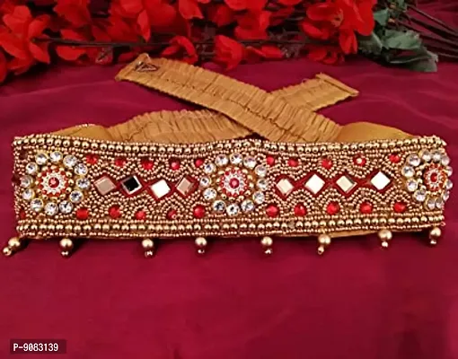 Stylish Red Kamar Chain Patta Bandhani Cloth Vadanalu Kamarband Kamarpatta Cloth Waist Belt Vaddanam For Girls-thumb4