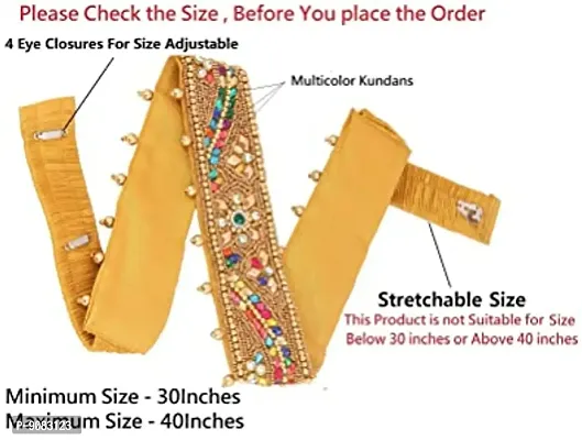 Stylish Traditional Maggam Aari Work Jewellery Stretchable Women Cloth Belt Multi Kamarband Vaddanam Hip Waist Belt For Sari Sarees-thumb2