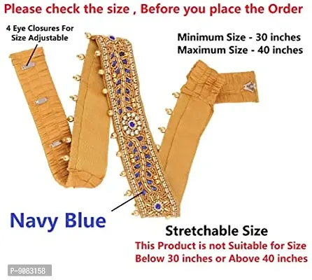 Stylish Traditional Navy Blue Kamar Kardhan Kardhani Tagdi Patta Belly Hip Chain Belt For Women Saree And Lehanga-thumb2
