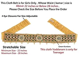 Stylish Traditional Embroidery Green Cloth Kamarbandh Waistband Belly Hip Chain Waist Belt For Teenager Girls-thumb1