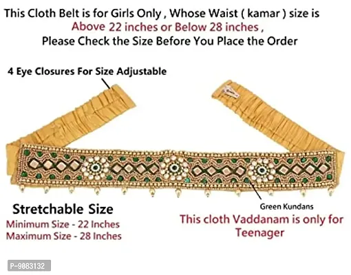 Stylish Traditional Embroidery Green Cloth Kamarbandh Waistband Belly Hip Chain Waist Belt For Teenager Girls-thumb2