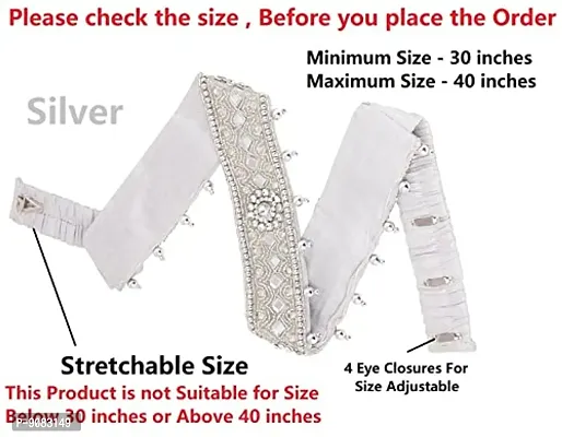Stylish Embroidery Work Cloth Vaddanam Belt Silver White Kamarband Waist Belt For Women Saree And Gowns-thumb2