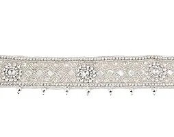 Stylish Embroidery Work Cloth Vaddanam Belt Silver White Kamarband Waist Belt For Women Saree And Gowns-thumb2