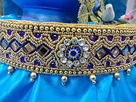 Stylish Traditional Embroidery Maggam Aari Work Navy Blue Cloth Hip Waist Belt Kamarband For Teenager Girls-thumb3