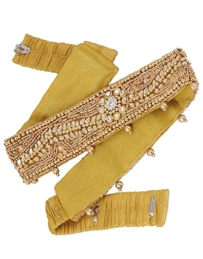 Stylish Cloth Embroidery Saree Belt Waist Belt Stretchable Belly Chain Vaddanam For Wedding For Saree And Lehenga