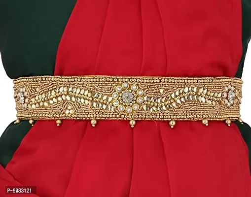 Stylish Cloth Embroidery Saree Belt Waist Belt Stretchable Belly Chain Vaddanam For Wedding For Saree And Lehenga-thumb2
