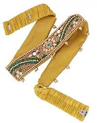 Stylish Green Waist Hip Belly Chain Traditional Stretchable Cloth Kamarband Kamar Bandh Bandhani Waist Belt For Women-thumb1