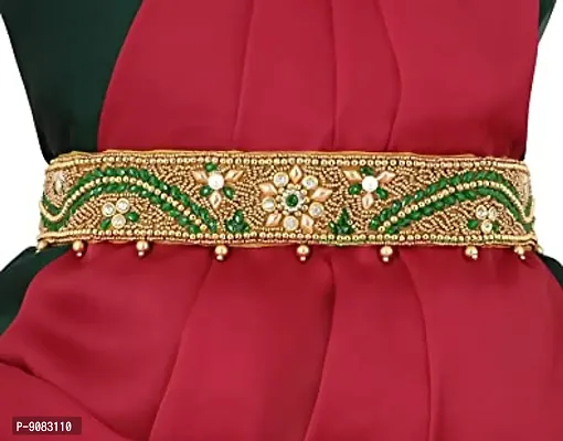 Stylish Green Waist Hip Belly Chain Traditional Stretchable Cloth Kamarband Kamar Bandh Bandhani Waist Belt For Women-thumb3