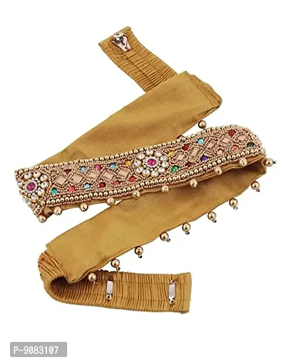 Stylish Maggam Aari Work Jewellery Stretchable Women Cloth Belt  Kamarband Vaddanam Waist Belt For Saree-thumb0