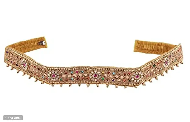 Stylish Body Jewellery Stretchable Embroidery Cloth Kamarband Hip Belt Multi Waist Belt Vaddanam For Women Saree-thumb4
